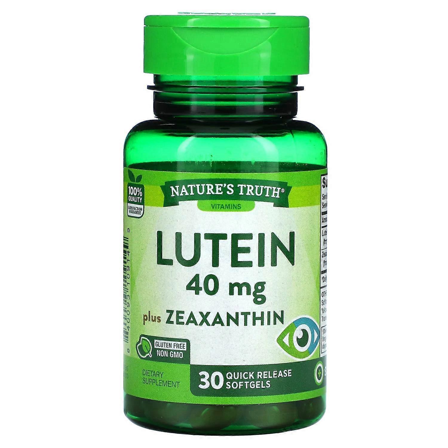 Nature's Truth, Lutein, Plus Zeaxanthin, 40 mg, 30 Quick Release Softgels