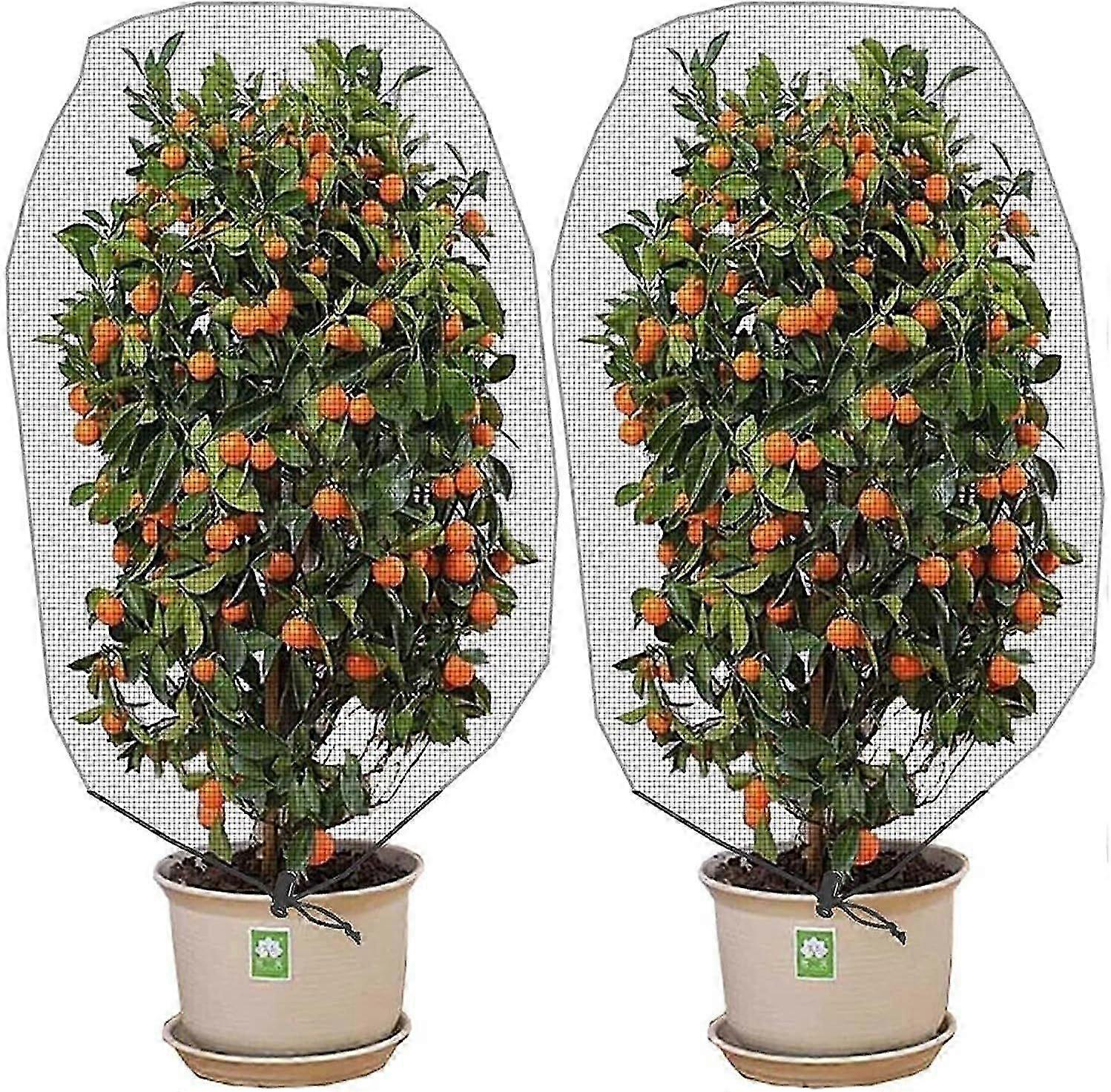 2 Pcs Insect Bird Barrier Netting Mesh With Drawstring- 4.9 X 3.2 Ft Garden Bug