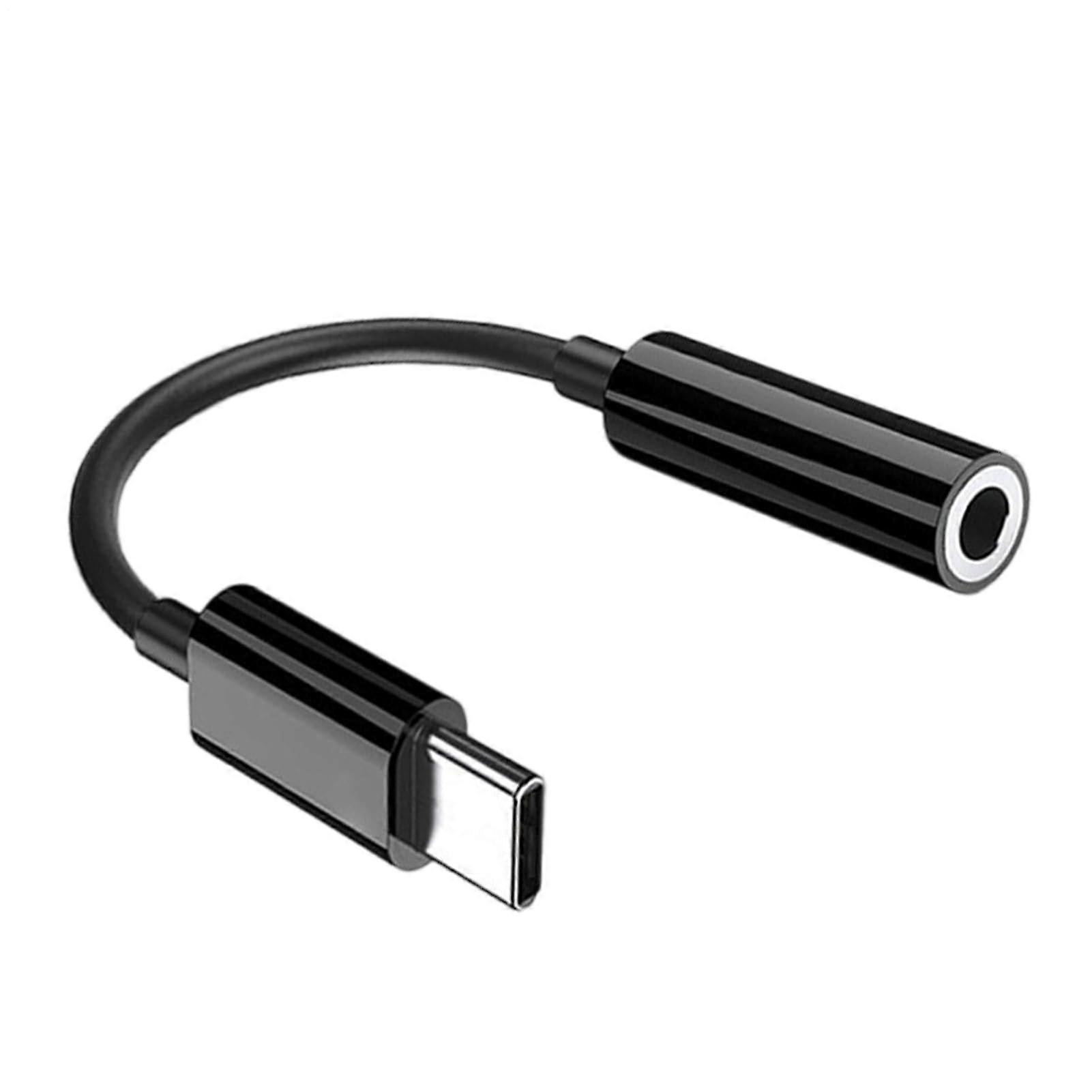 Type C to Headphone Jack Adapter 3.5mm Female To Male Audio Connector For Mobile Laptop Tablet Conference Calls Black