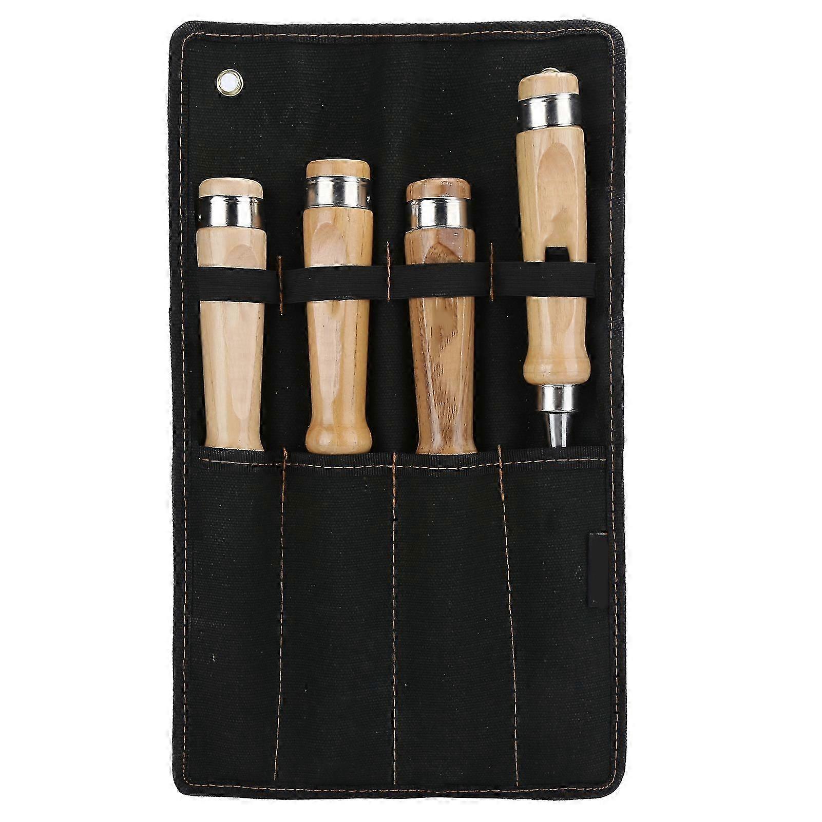 25-26 4pcs/set Wood Carving Chisel Flat Blade DIY Woodworking Hand Tool Chrome Vanadium Steel