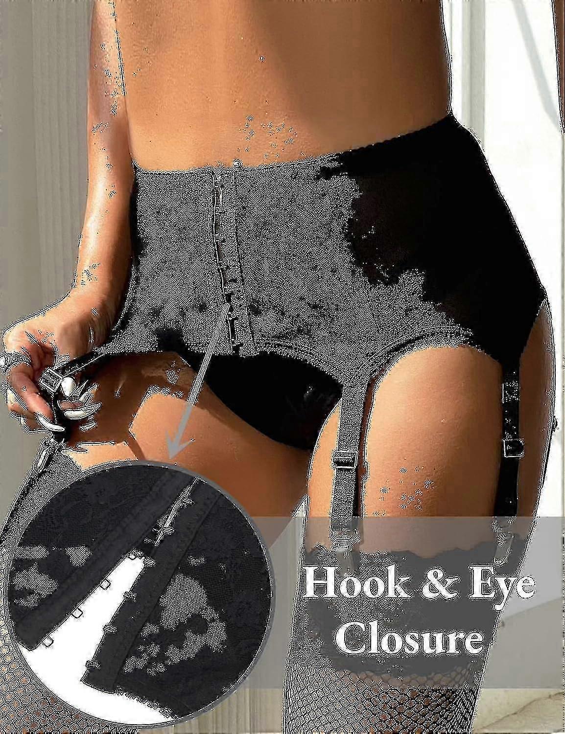 Strømpebånd til kvinder Plus Size blondebånd og 6 metalclips Justerbart undertøj Strømpebånd U