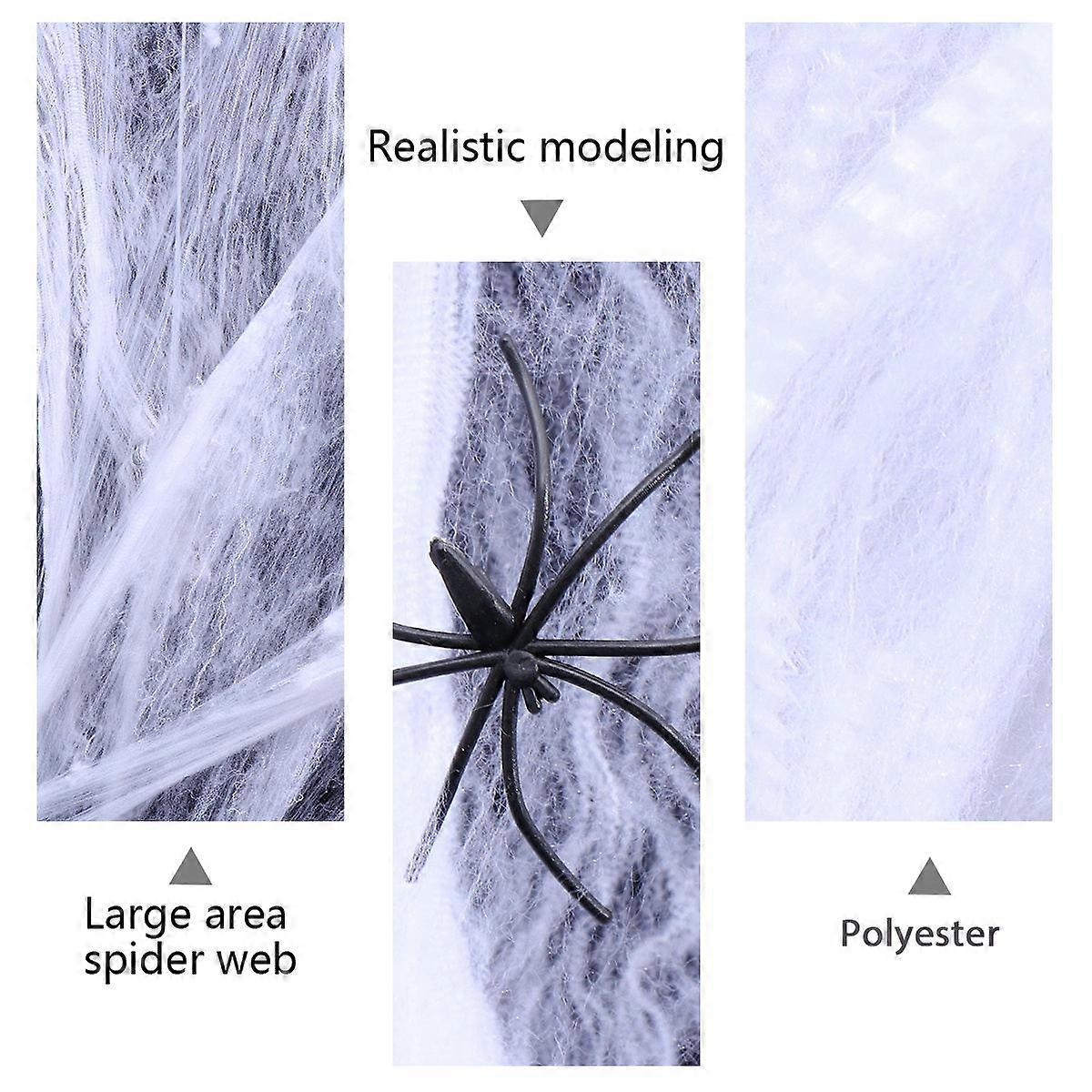 Halloween Decorations Spider Web Set for Decor 2Sets Polyester Fake Spiders