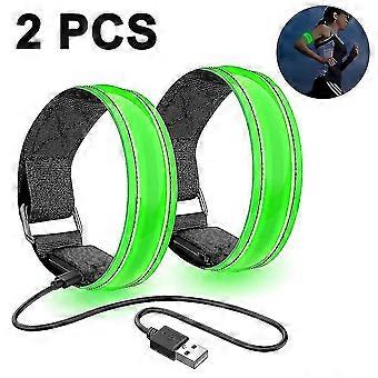 Lot de 2 brassards lumineux LED rechargeables avec bande réfléchissante pour coureurs