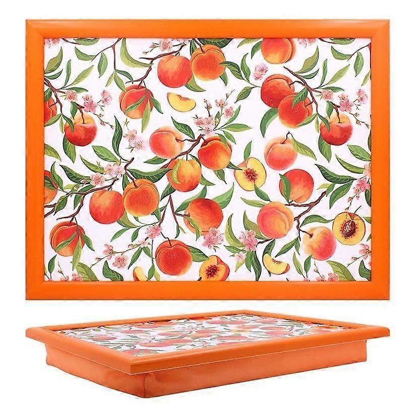 Peaches Pattern Lap Tray Cushioned Base 44x34cm Portable for Eating Laptop or Reading