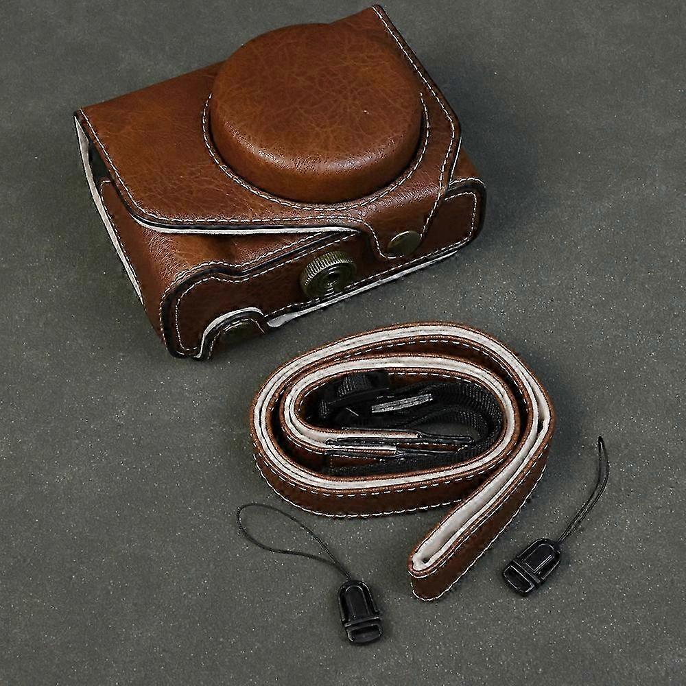 Portable Leather Camera Case for Compact Digital Cameras with Protective Cover and Closed Battery Design