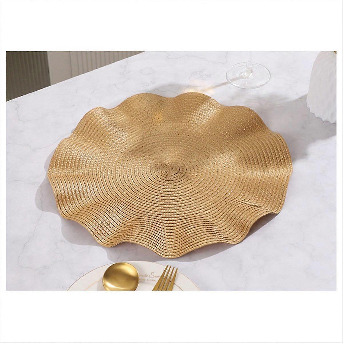 Wave Round Placemat, Round Anti-scalding Mat,Kitchen Table Mat,Silver