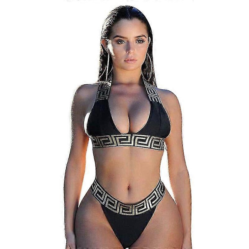 25-26 Dame Bikini med Tryk, Sort