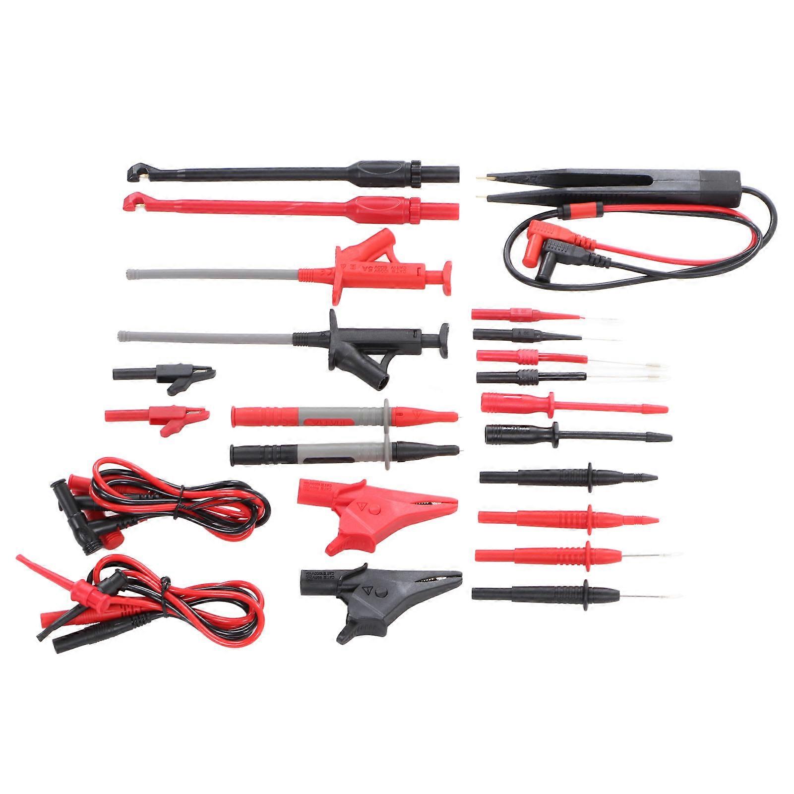 25Pcs Multimeter Test Cable Kit Probe Line Wire Hook Crocodile Clip Tweezer for Digital Electrical Testing 