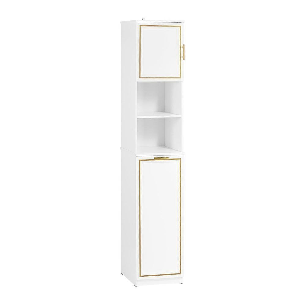Salle de bain Armoire de rangement haute Salle de bain avec panier à linge,Armoire à linge Coffre à linge,SoBuy BZR87-W Blanc 33x32x171cm