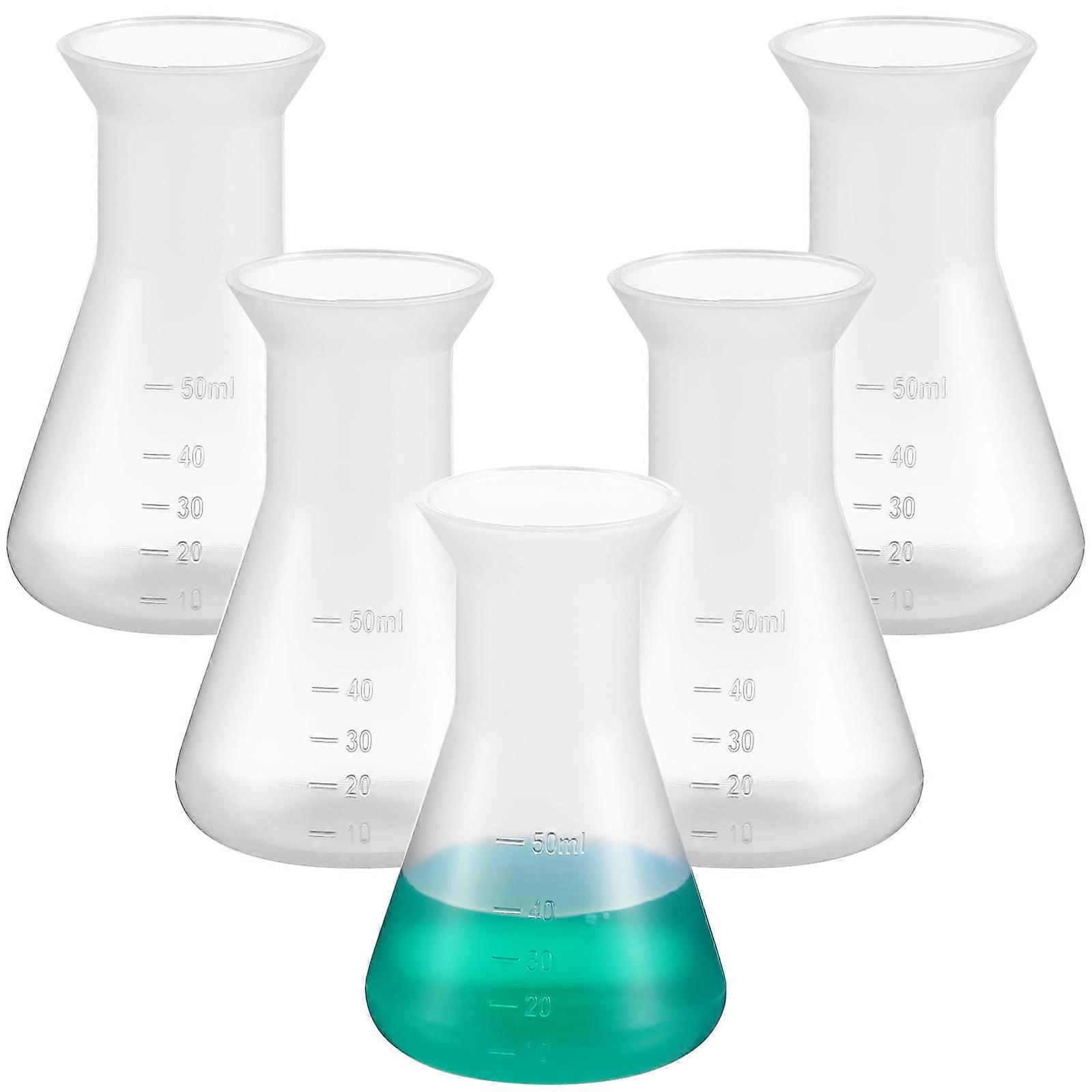 5 Pcs Plastic Beakers Erlenmeyer Flasks Conical Flasks Experiment Flasks Conical Bottles Laboratory Tools
