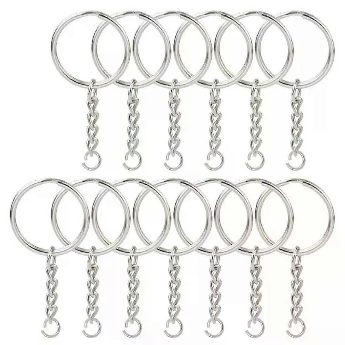 30PCS Split Key Ring with Chain Jump Rings Silver Color Metal Parts with Open Jump Ring and Connector DIY Jewelry