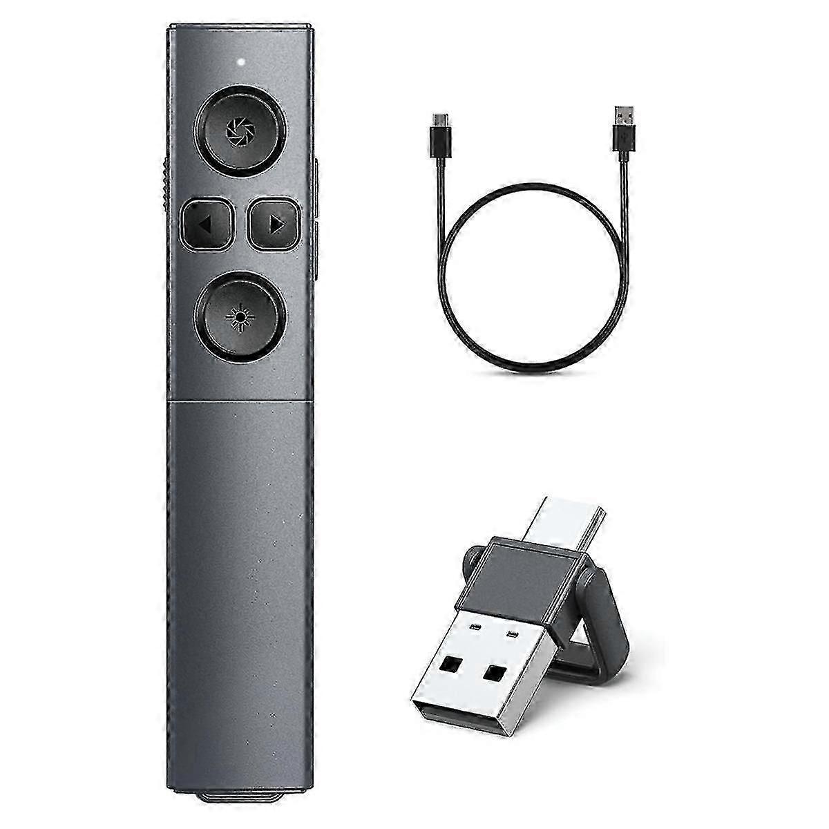 2-In-1 USB Type C Presentation Clicker, Rechargeable Wireless Presenter Remote, Clicker for PowerPo