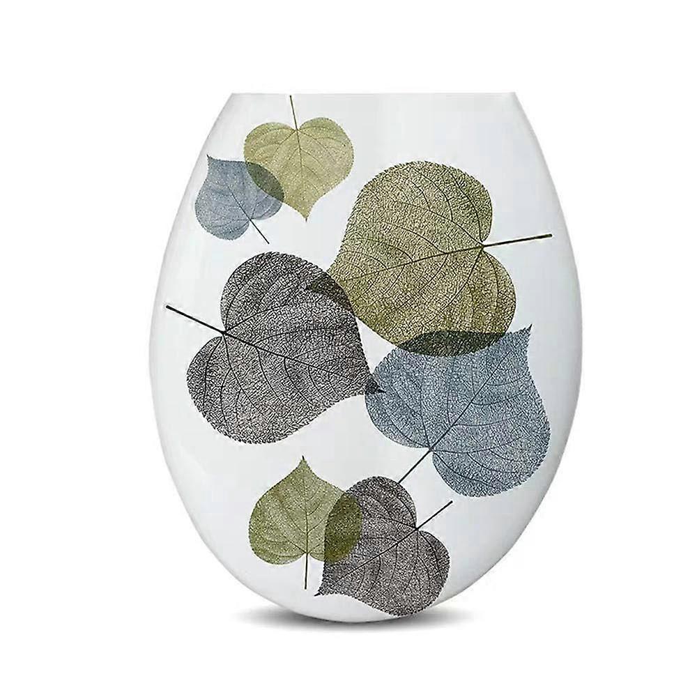 Toilet Seat Replacement Thickened PP Panel Universal UType Hinges Easy To Assemble Printed Design Compatible With Most Toilets