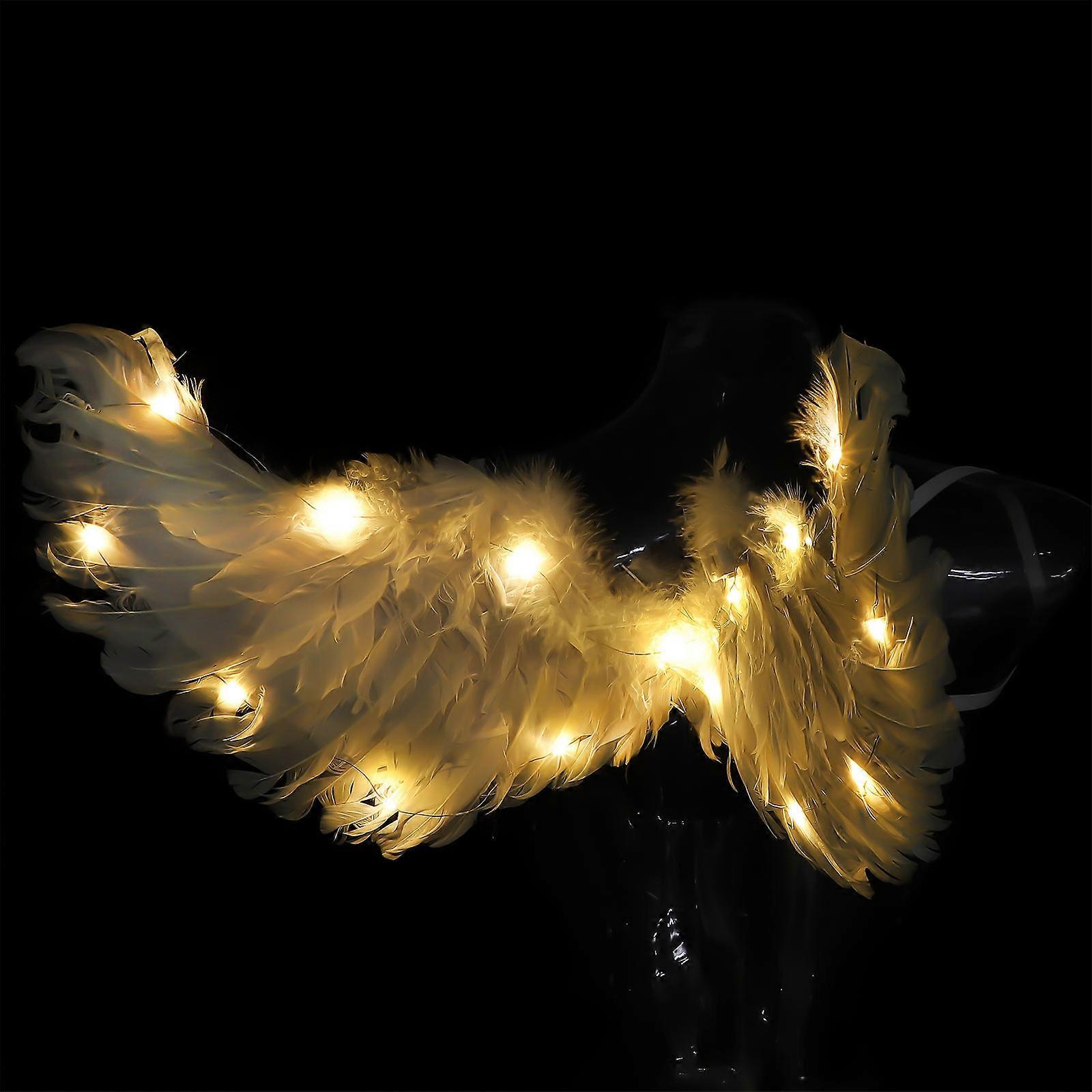 Angel Wing White Plume Prop for Decor 1Pcs Glowing Performance Supply