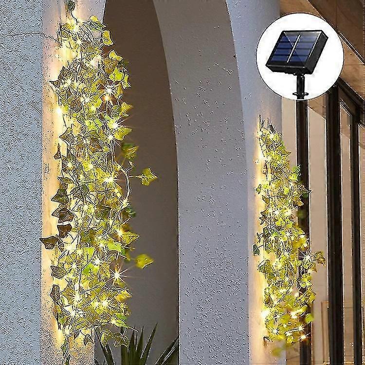 20 Led Artificial Maple Green Leaf Rattan Garland String Lights Vine Fairy Led Copper Wire Decor Solar Powered
