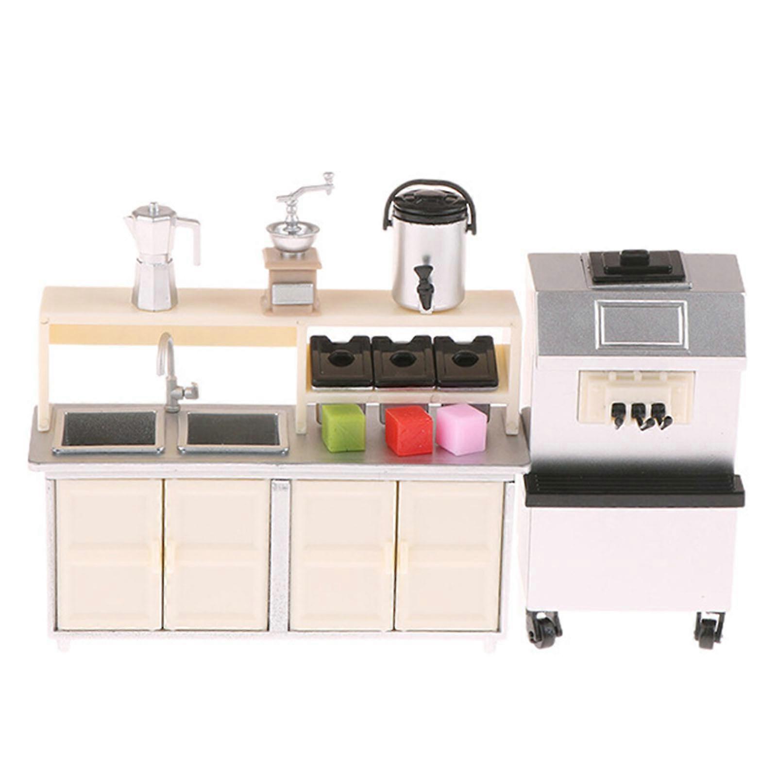 Realistic 1/12 Miniature BubbleTea Shop Scene Accessories Collectible Model Cafe Set For Creative Scene Building Multicolor