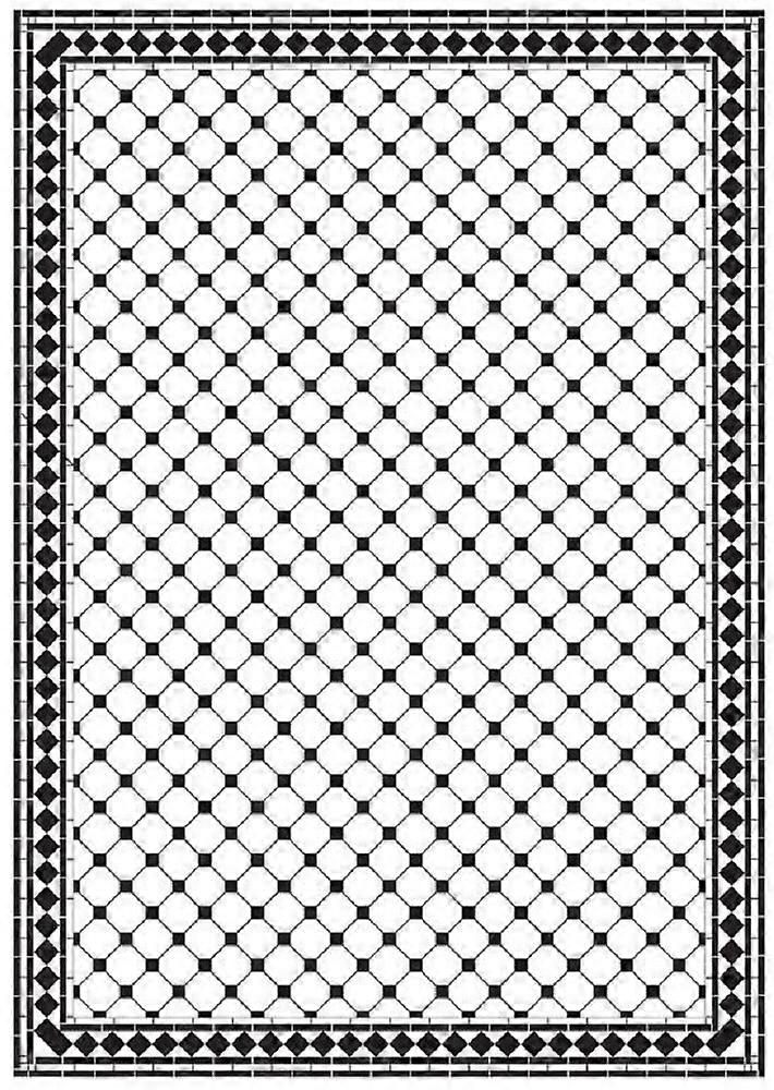 Dolls House Checker Octagonal Mono Tile Floor Black &amp; White Gloss Card Sheet