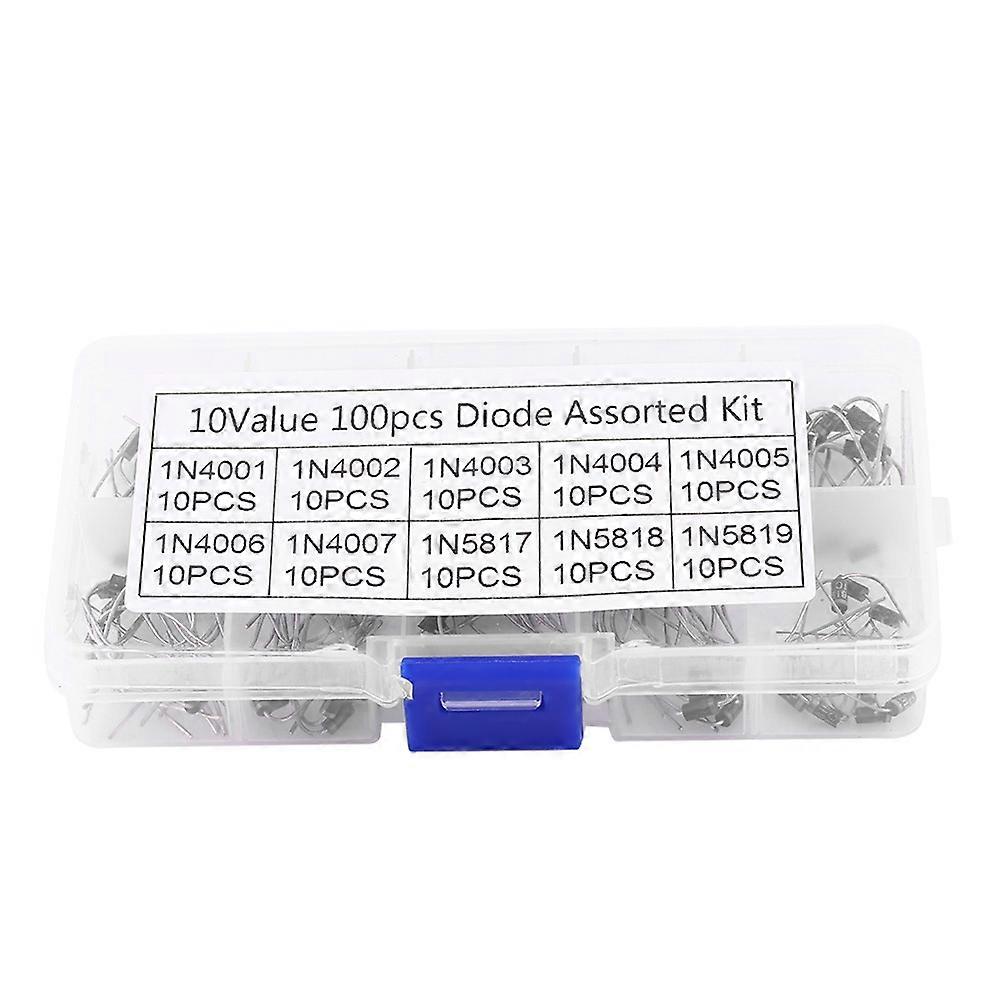 100pcs 10Values Rectifier Diode Assortment Electronic Kit 1N4001~1N4007 1N5817~1N5819 With Box