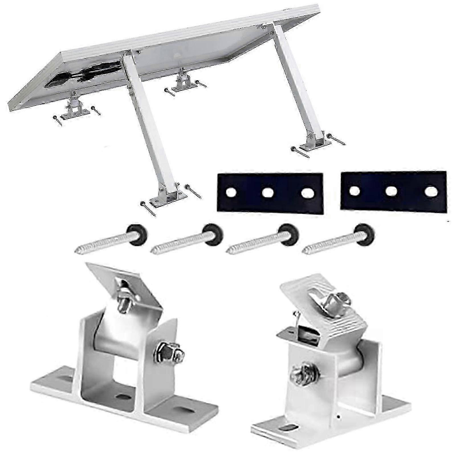 2023 New Upgrade Solar Panel Bracket, Solar Panel Holder End Clamp Kit, Stand Solar Module 0-60 Individually Adjustable Flat Roof Mounting Angle