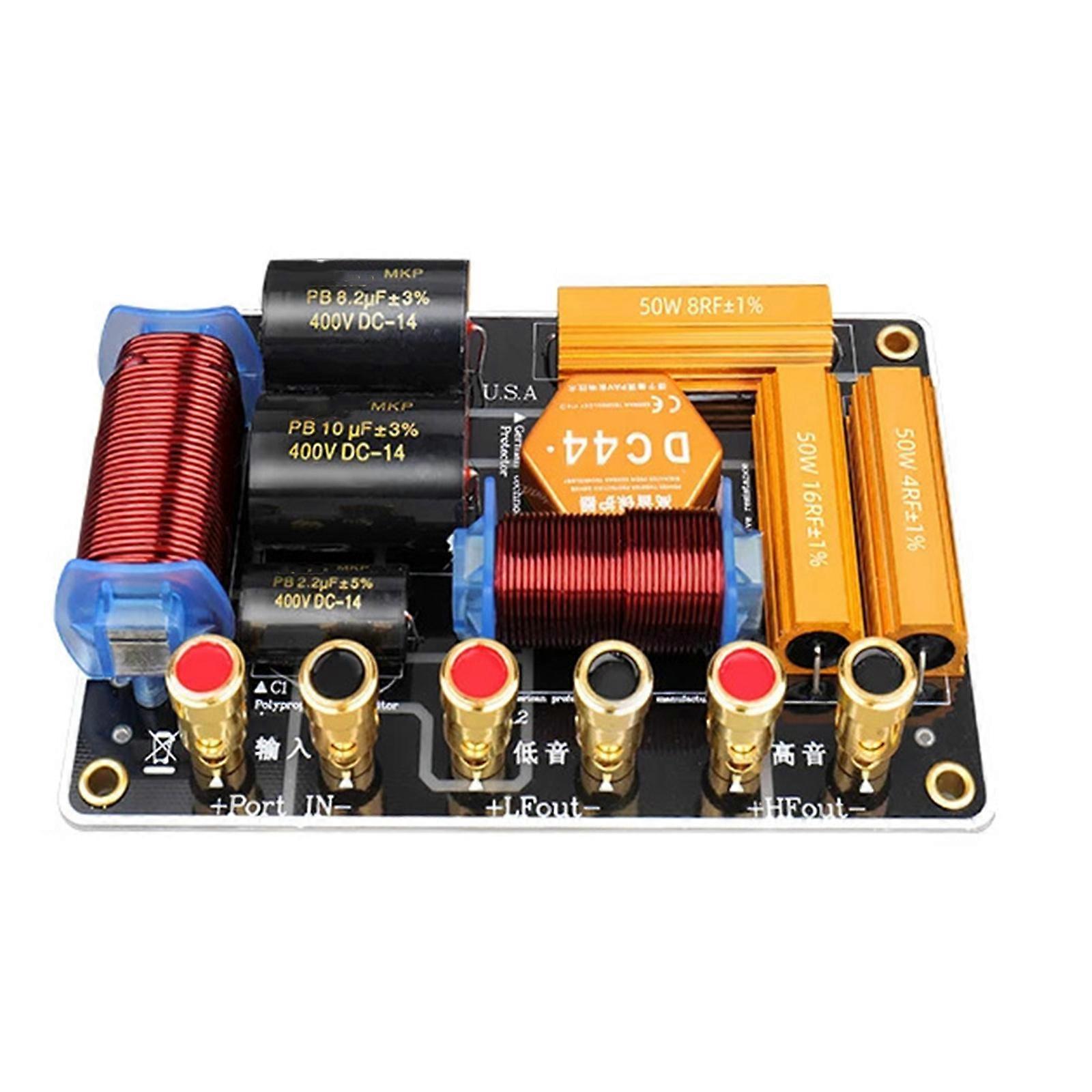 Reliable 550W High Power 2 Channel Crossover Dividers 2000hz Frequency Clear Sound Output Good Heat Dissipation Multicolor