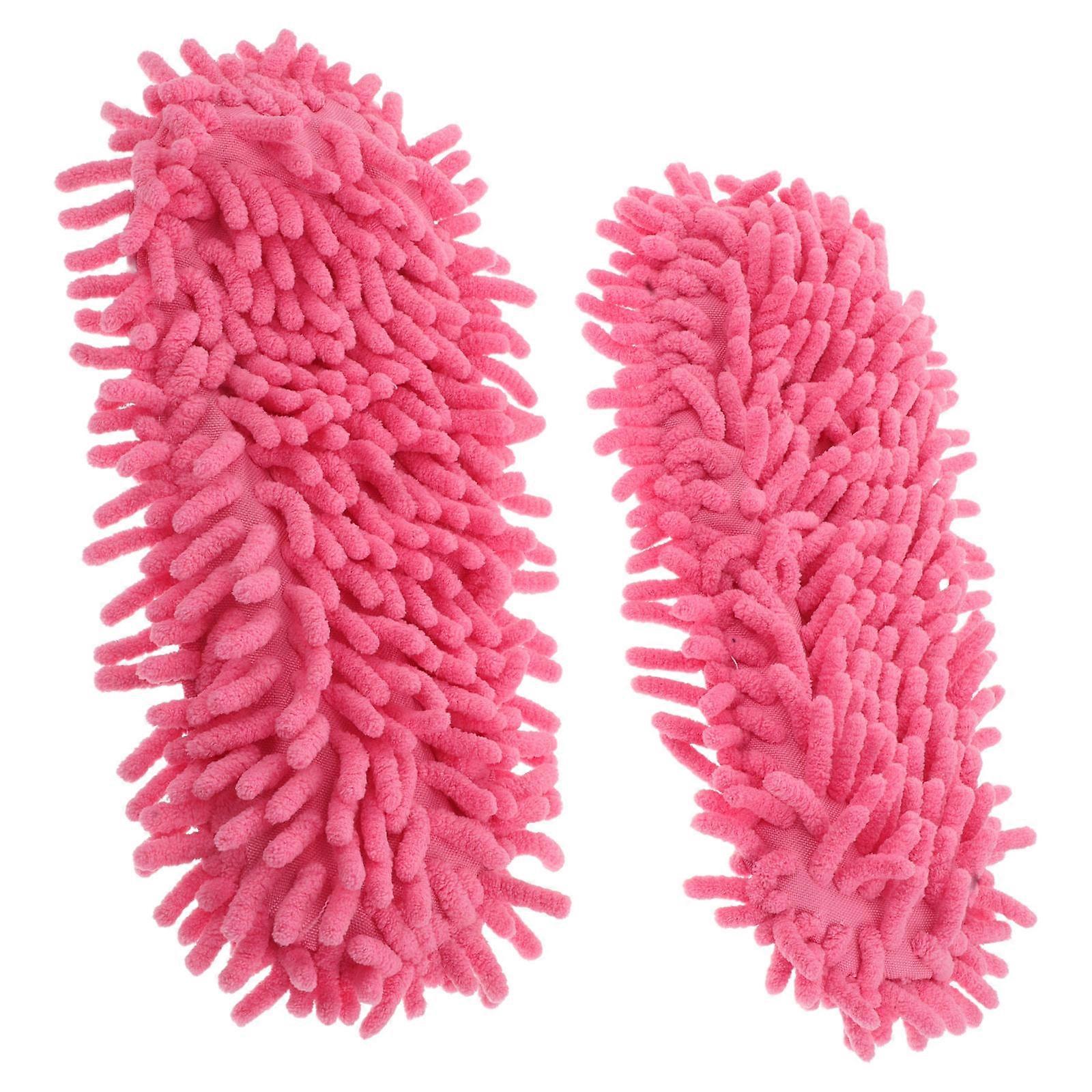 Floor Cleaning Slippers Chenille for Dusting Use 2Pcs Washable Mop Shoes