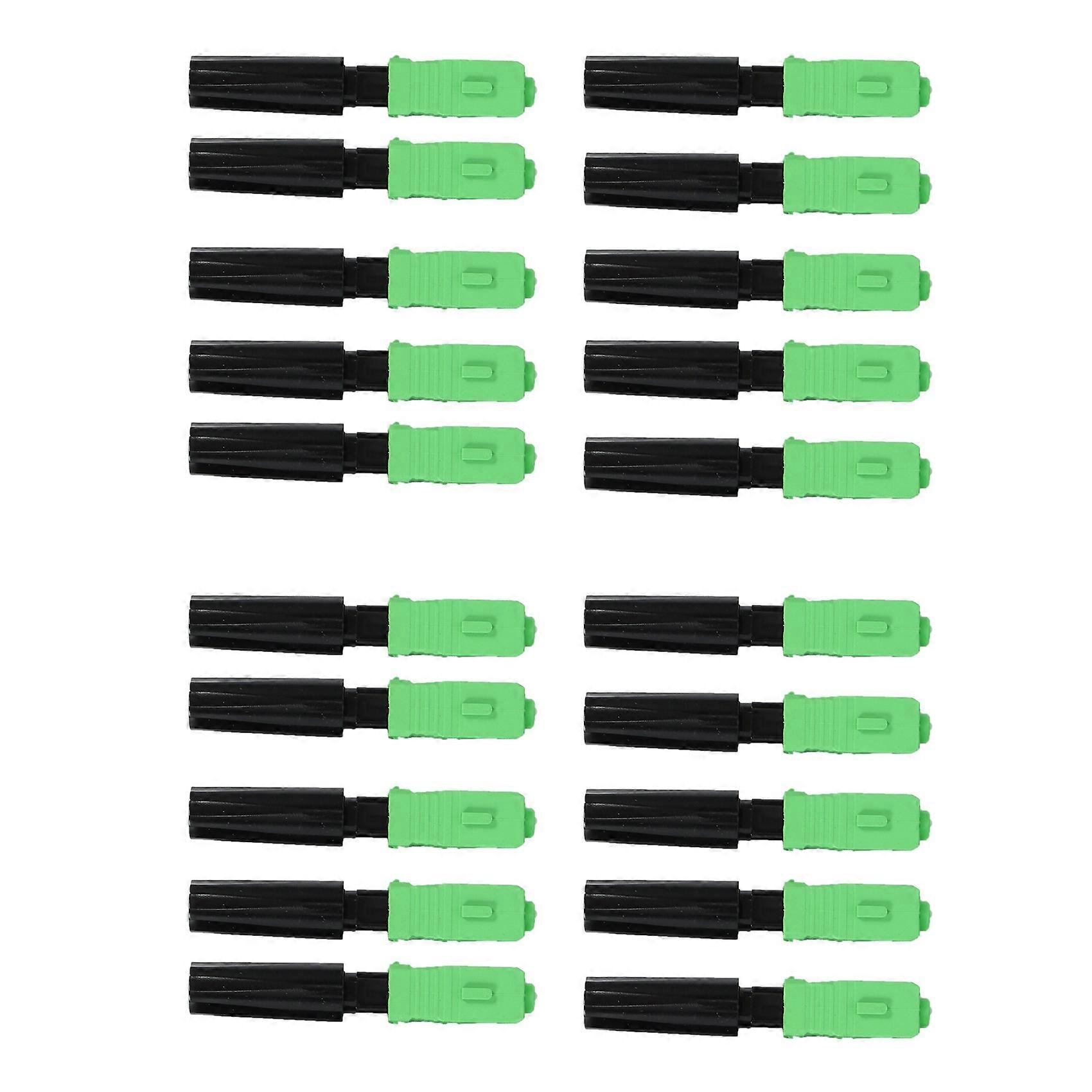 20Pcs Ftth Embedded Quick Connector SC/ Green Plastic Fiber Optic Connector