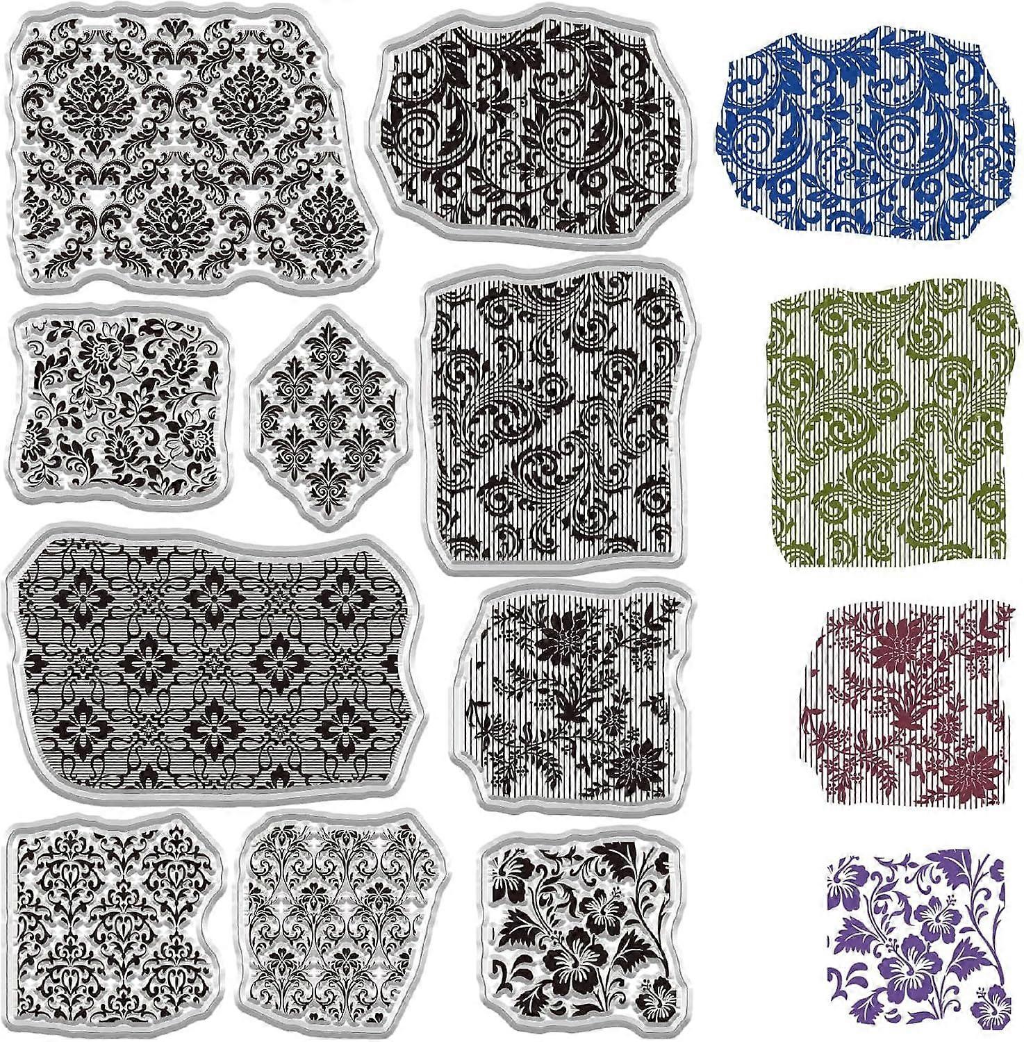 Background Texture Clear Stamps Reusable Silicone Transparent Retro Vintage Floral Figure Stamp Seals Sheets for DIY Handmade Journaling Card Scrapboo