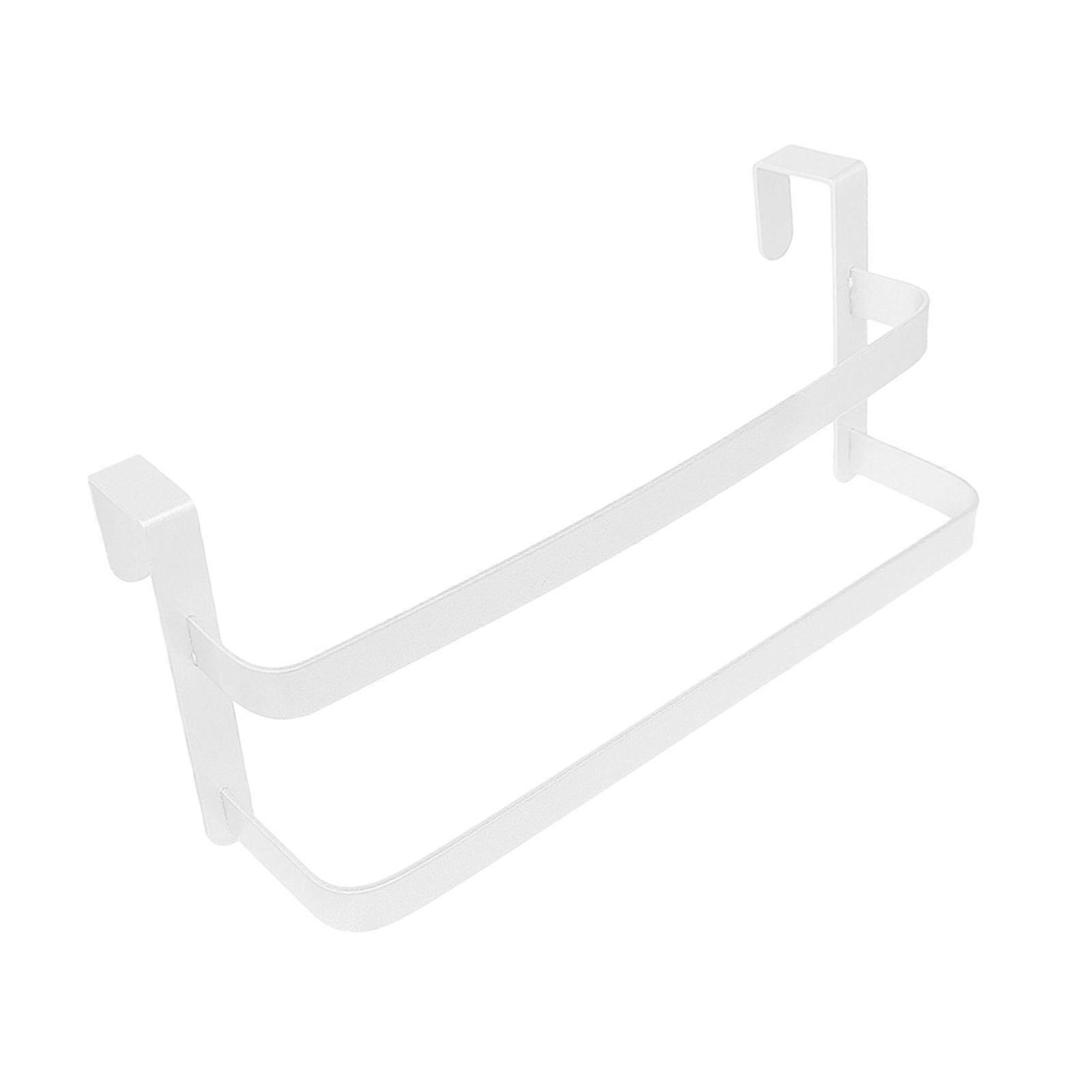 Space Saving Door Mount Towel Rack Simple Arrange Metal Build Holds Multiple Items Kitchen Bathroom Storage Solution  White
