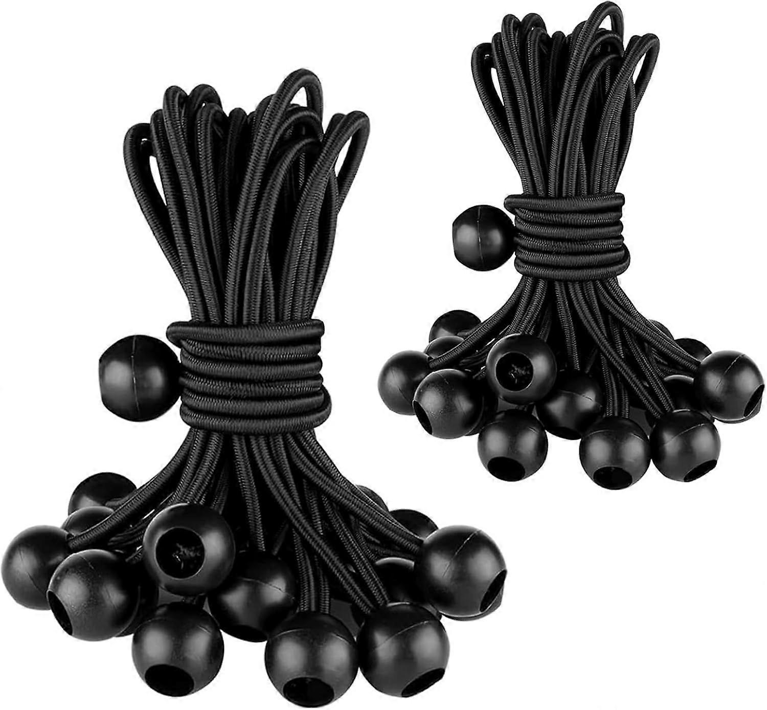 50 Pieces Elastic Cords with Balls, Elastic Cords for Tarpaulins, Tents, Awnings, Banners, Pavilions, Extendable Curtain Slings, Tarpaulin Support (1