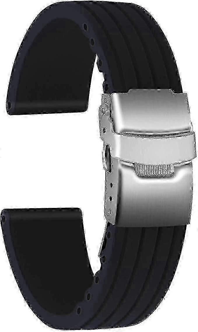 Rubber Watch Band With Stainless Steel Folding Clasp Unisex Kb