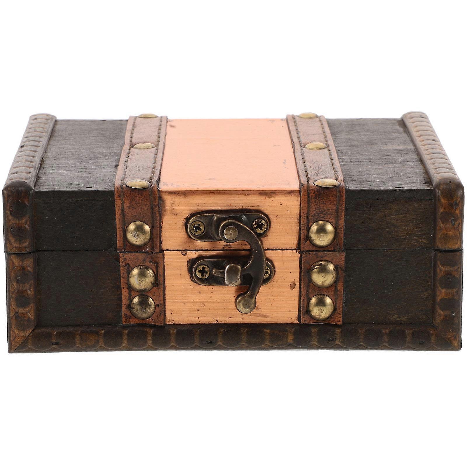 Wood Storage Box with Lock for Storage Handmade Vintage Retro Design