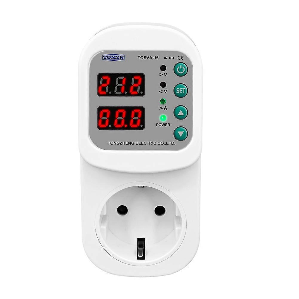 TOMZN TOSVA-16 Reclosable Voltage Current Protector Socket AC 110V 220V Adjustable 16A Power Surge Protector EU Plug Socket