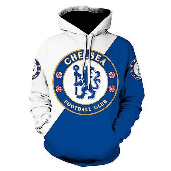 Fußballverein-Sweatshirt, lang, Kapuzenpullover mit großem Grafikprint, Größe L (2123)