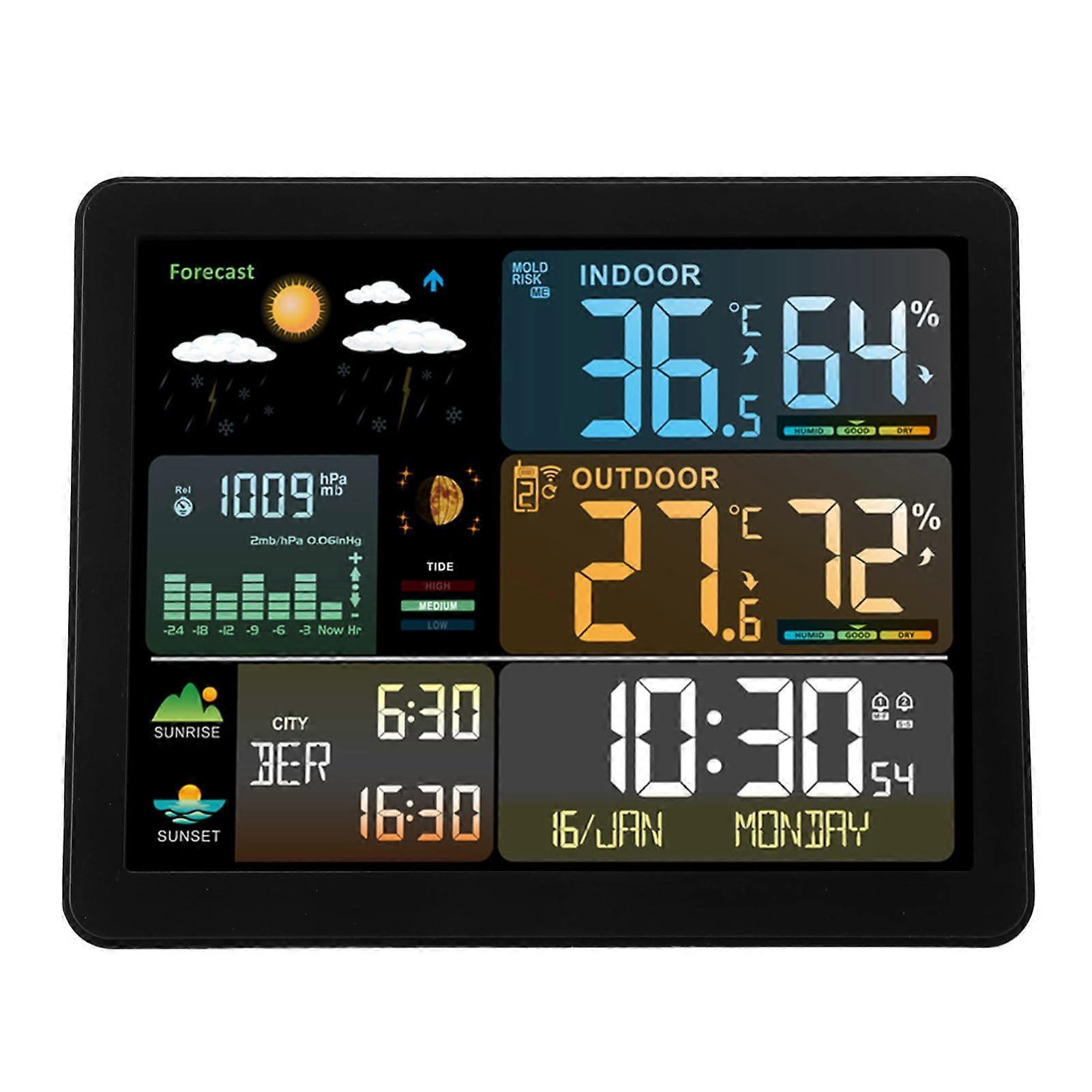 Wireless Indoor Outdoor Weather Station with Forecast, Large Display, Sensor and Humidity Monitor