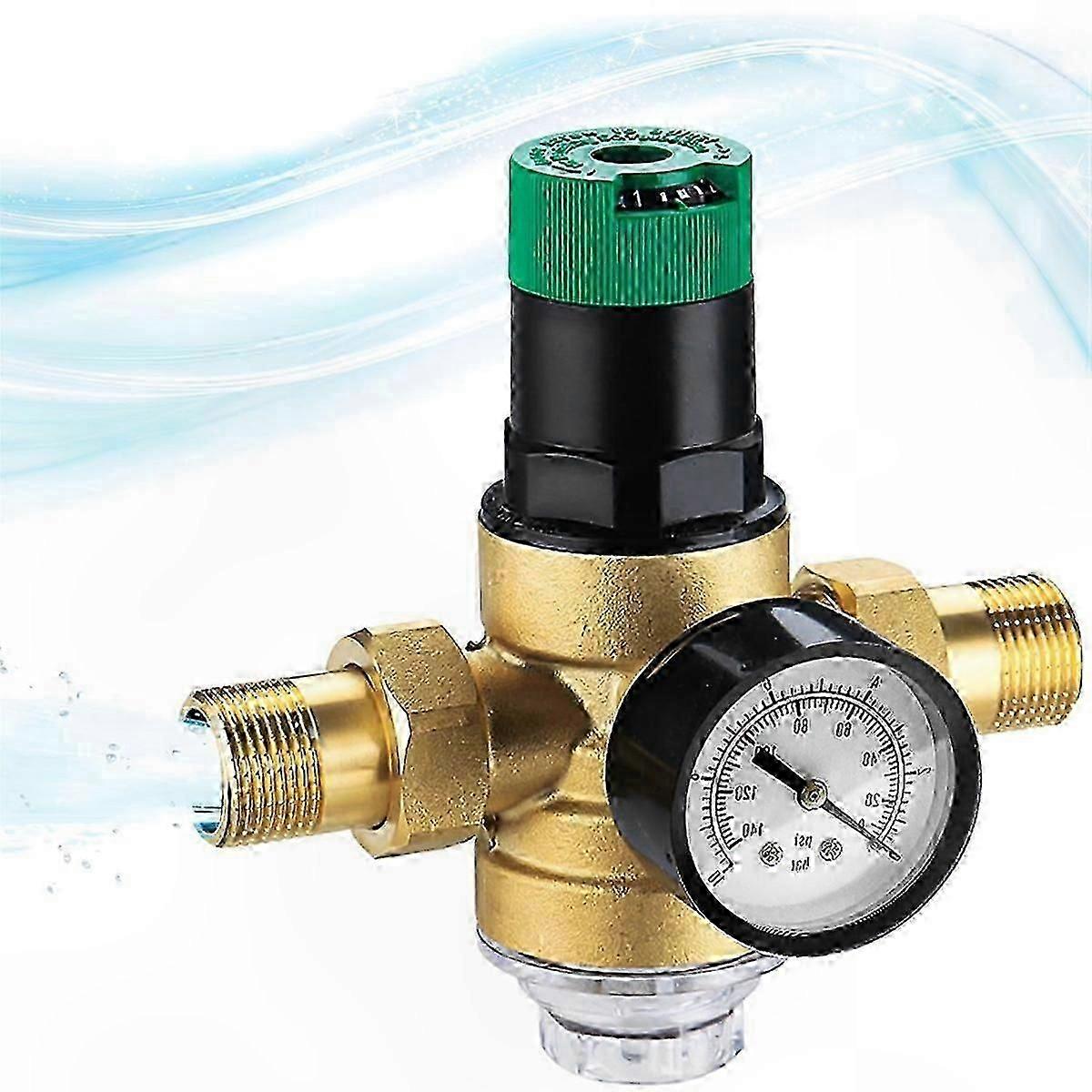Water Pressure Regulator 3/4 Inch with Gauge and Mesh Filter