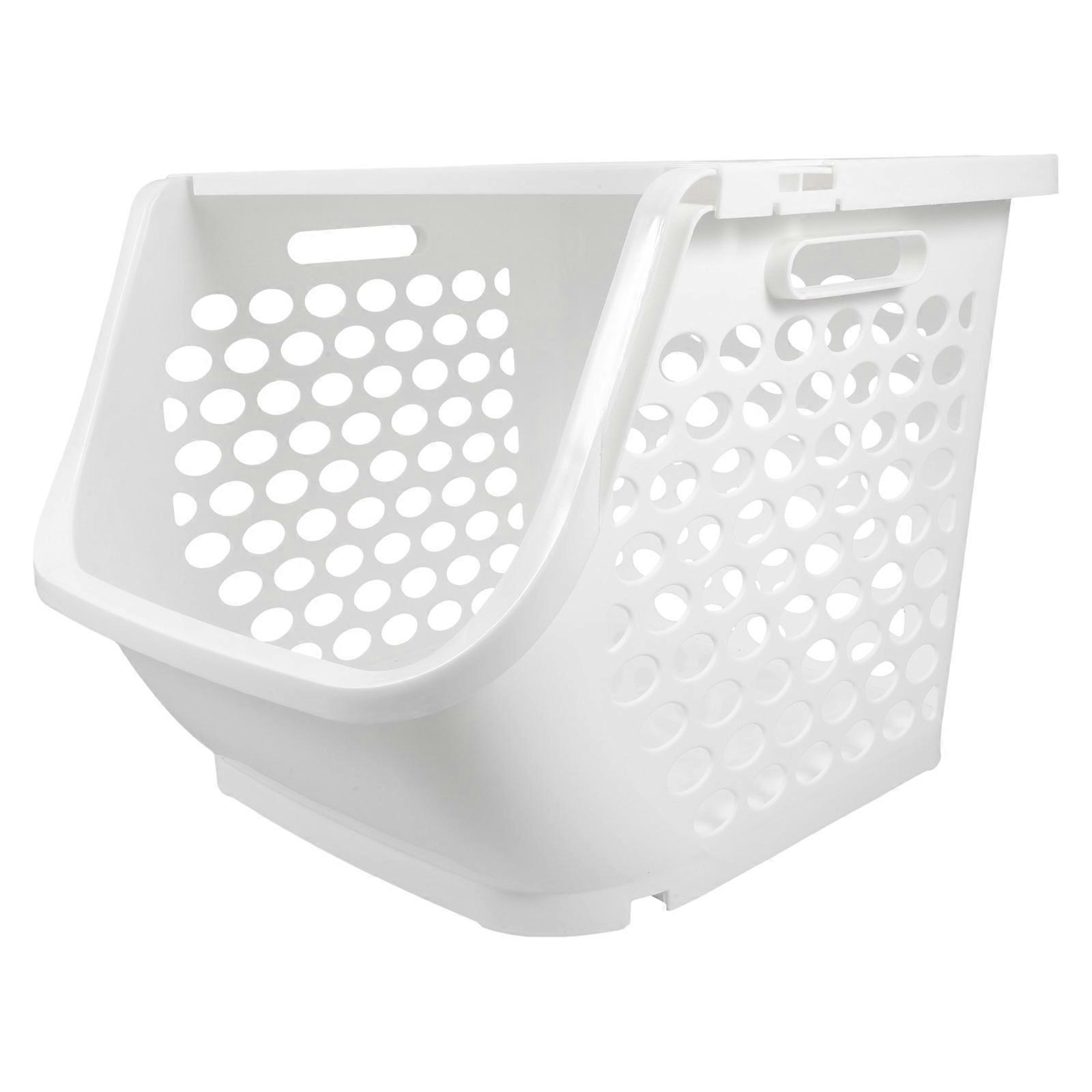 Kitchen Fruit Basket Stackable Plastic Organizer for Storage White