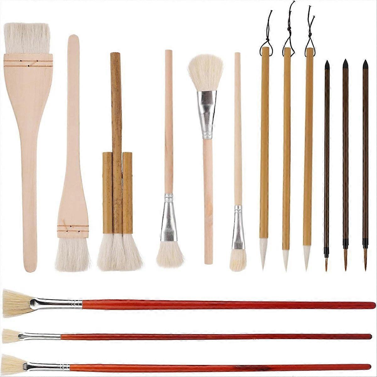 Ceramic Brushes Set,Wooden Acrylic Paintbrushes Pottery Glaze Tool
