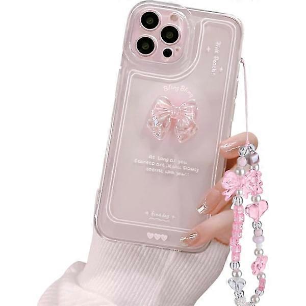 Compatible with iPhone Case, Cute 3D Pink Bowknot Slim Transparent Glitter Protective Case for compatible with iPhone 11 Pro Max