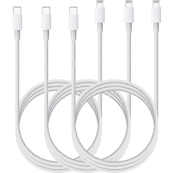 3x Usb-c to Lightning cable (1 m) with MFI certified White