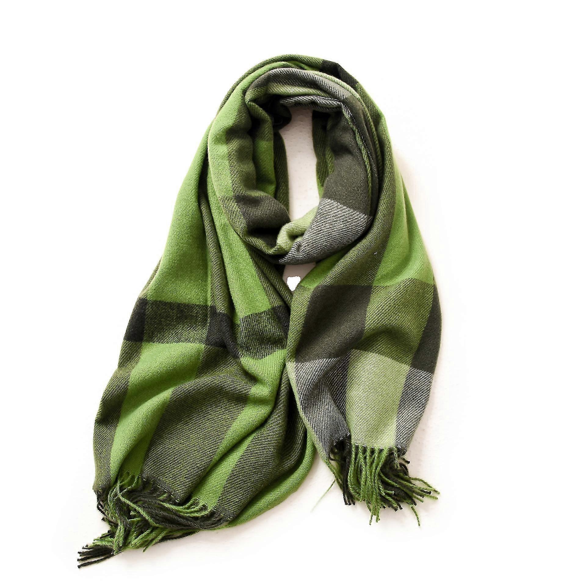 Plaid Print Tassel Faux Cashmere Scarf