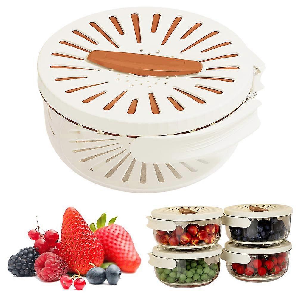 2 in 1 Fruit and Vegetable Strainer with Lid, Foldable Handle Salad Spinner for Quick Drainage (Brown)