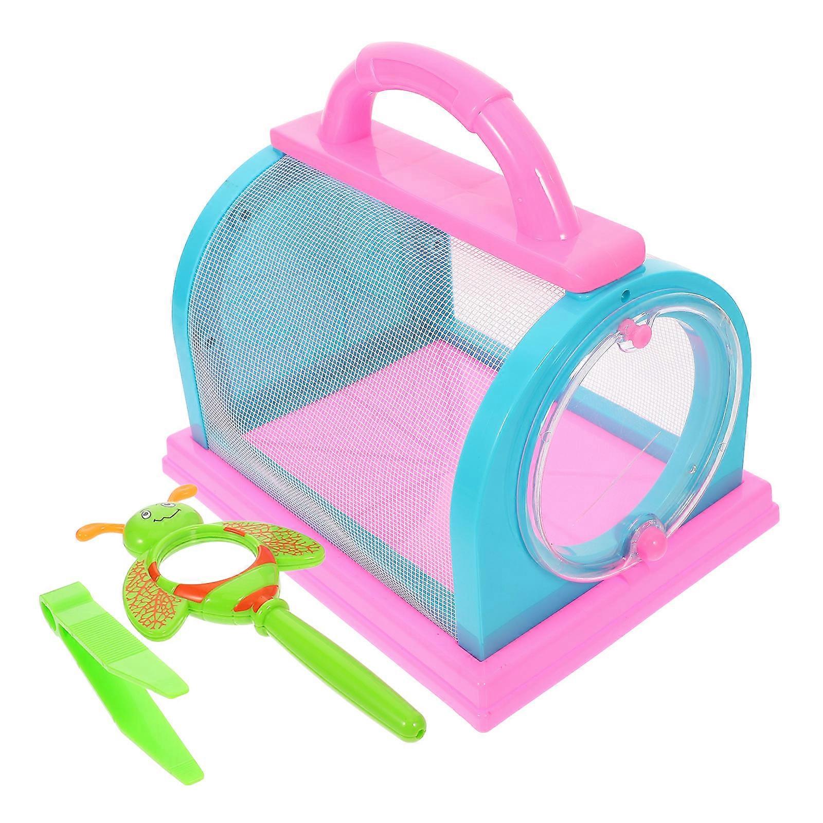 Portable Holder Insect Cage for Viewing 1Set with Mesh and Magnifying Tools