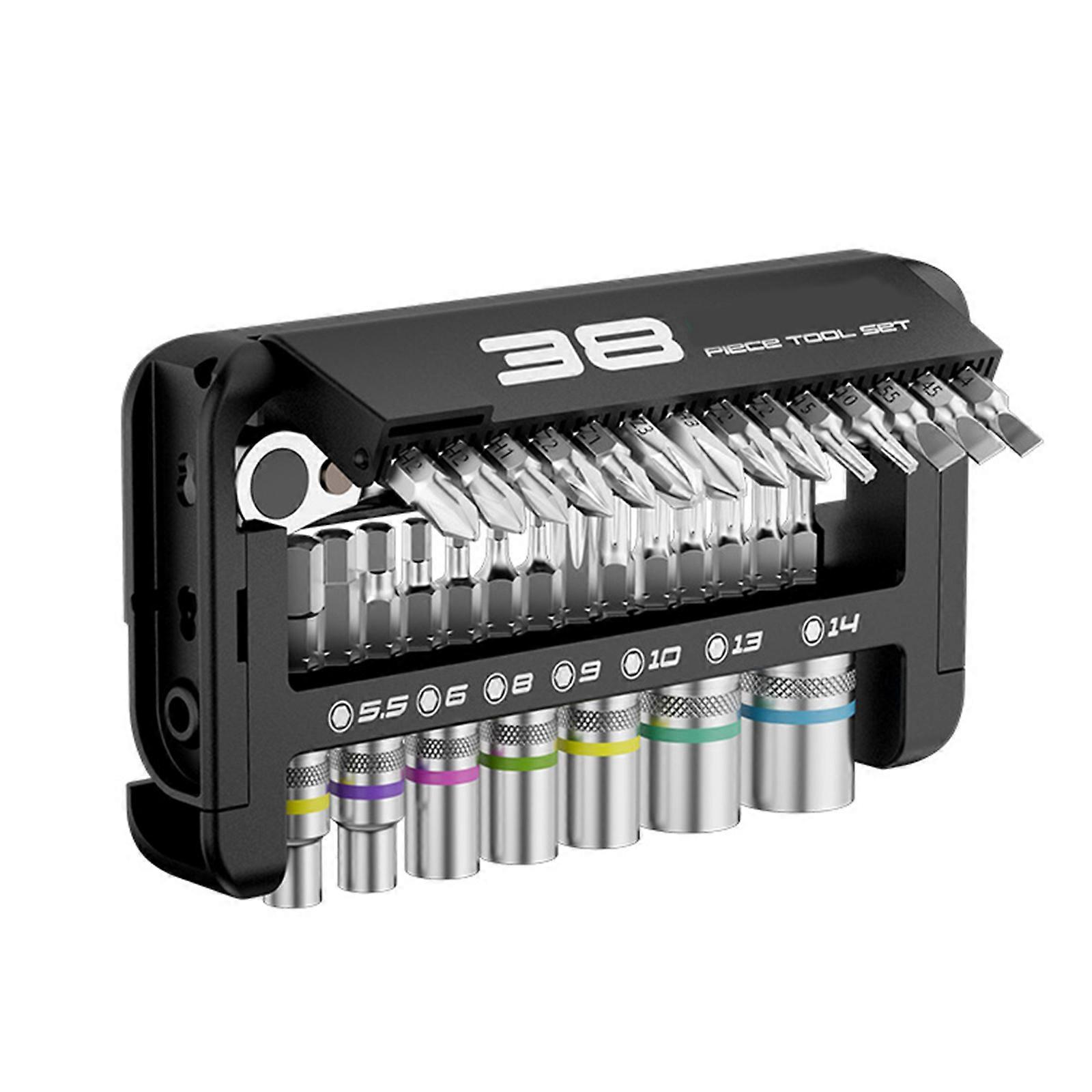 Versatile 38 in 1 Socket Wrench Set Screwdriver with Magnetic Feature Precise Ergonomic Design and Storage Case Multicolor