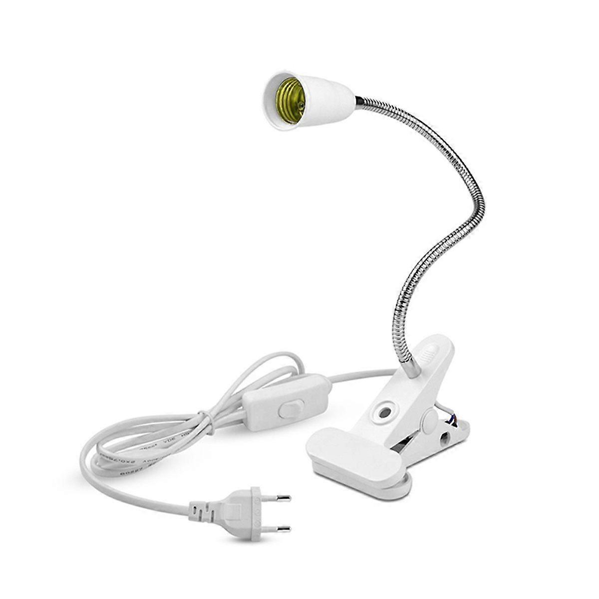 E27 Lamp Holder with EU Power Adapter Flexible Bedside Table Desk Clips Lamps Base Socket Converter