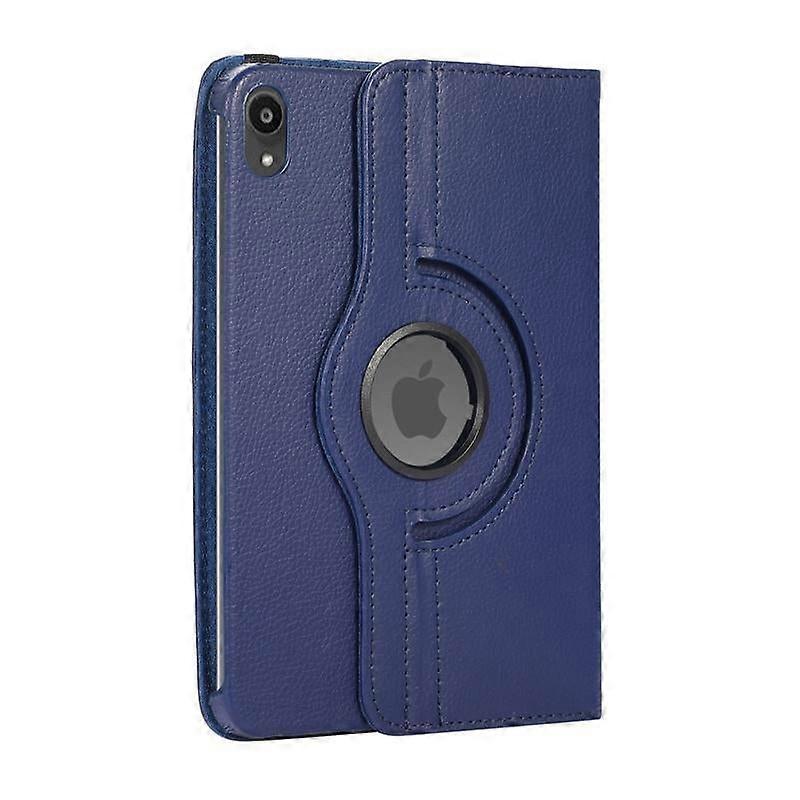 Stylish Case For Ipad Mini 123 Dark Blue Lychee Texture Rotating Leather No3051