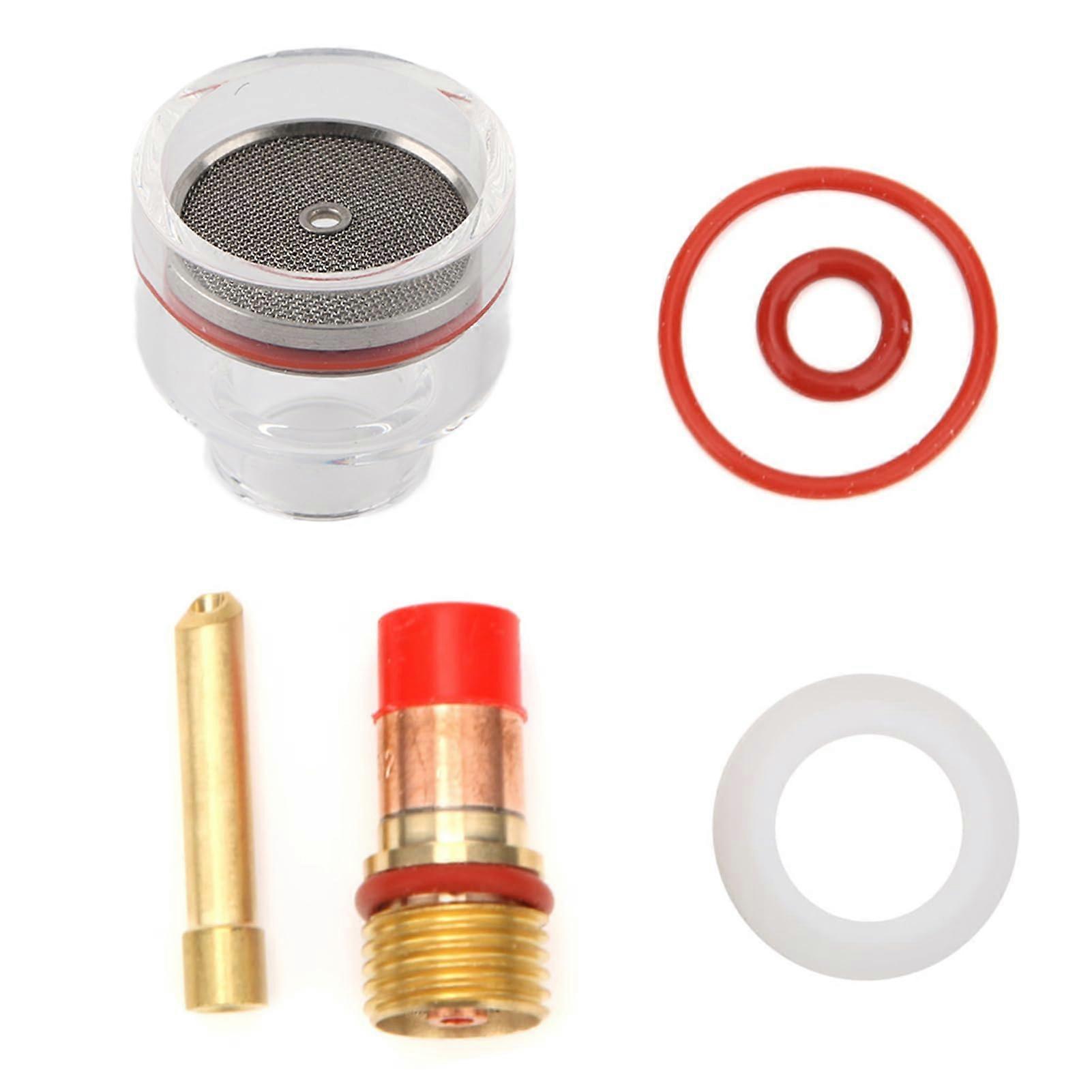 TIG Welding Torch Accessories Gas Lens Kit for WP17 WP18 WP26 with Transparent Glass Cup 1.6mm