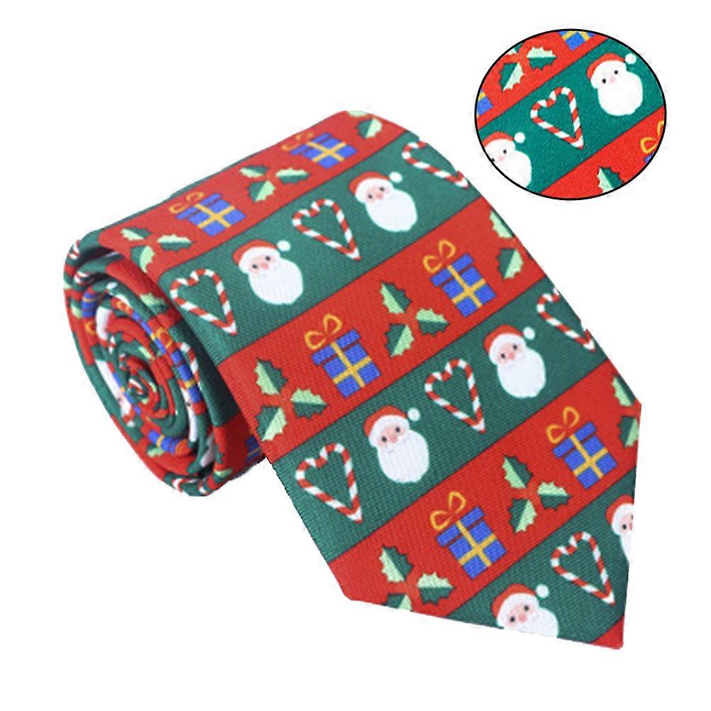 Long And Thin Christmas Necktie For Men In Multi Color With Decorative Patterns 1Pack