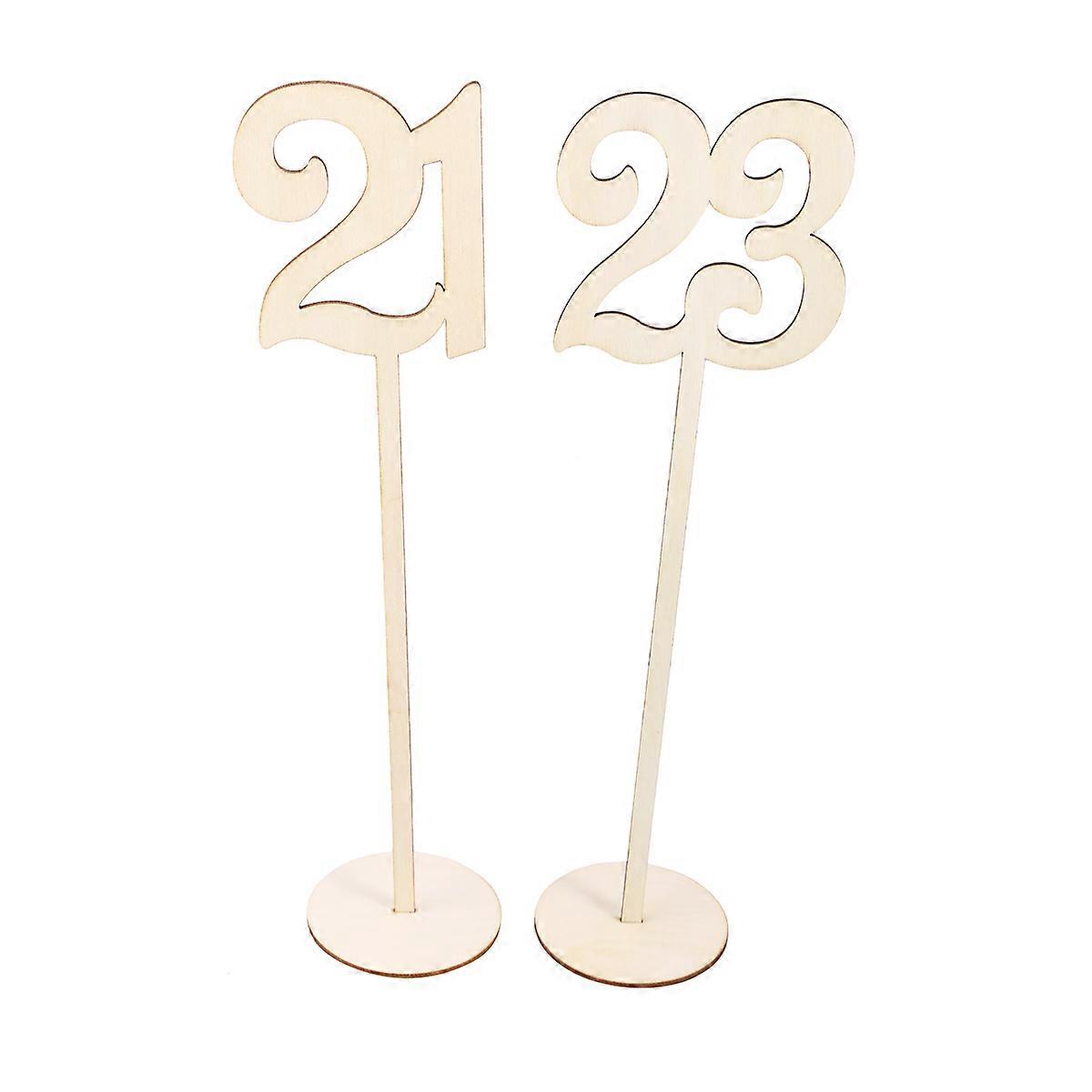 Wooden Table Numbers for Wedding with Holder Base 30Pcs Set