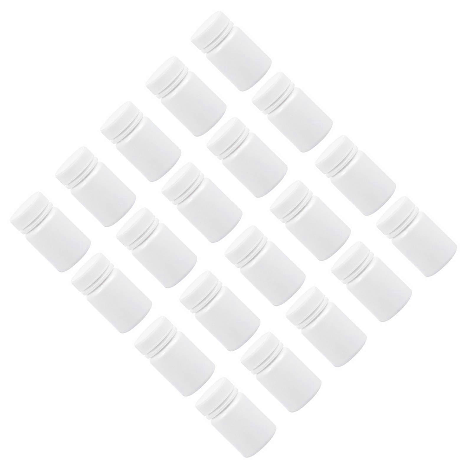 White Capsule Pill Holders for Storage 30Pcs Plastic Moistproof Bottles