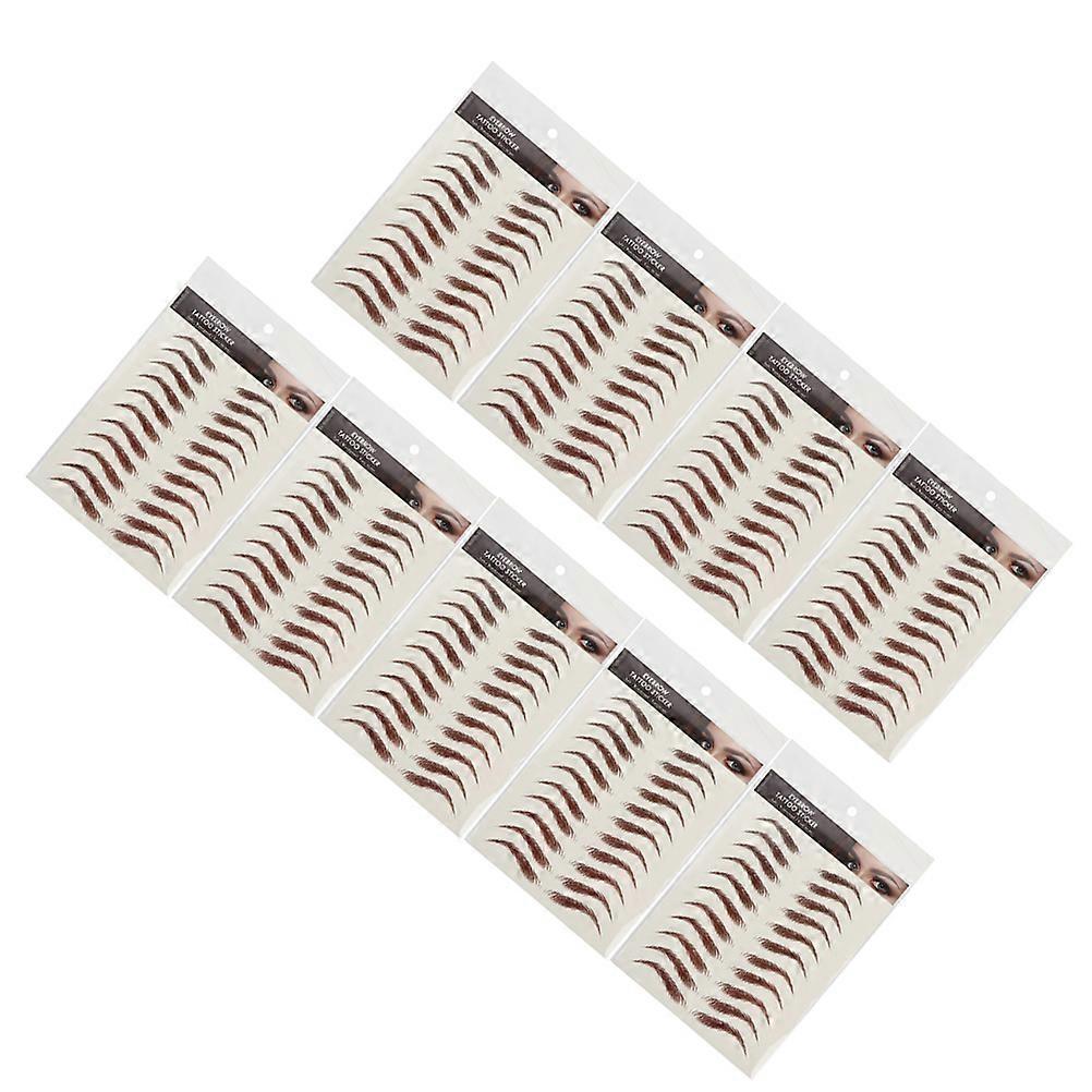 Brown Waterproof Eyebrow Stickers Artificial Eyebrow Transfer Sticker 9 Sheets